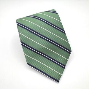 Brooks Brothers 346 Tie Men's 60" Green Navy White Striped Silk Stain Resistant